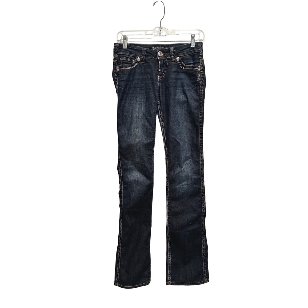 Silver Jeans Co Frances 18" Slim Bootcut Dark Wash Denim Jeans 25 Western Grunge